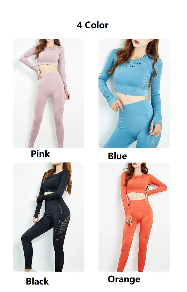 Women Seamless New Long Sleeve Tracksuit Wear Yoga Set Gym 2Pcs Clothing Fitness High Waist Leggings Cropped Shirts Sportswear
Women Seamless New Long Sleeve Tracksuit Wear Yoga Set Gym 2Pcs Clothing Fitness High Waist Leggings Cropped Shirts Sportswear