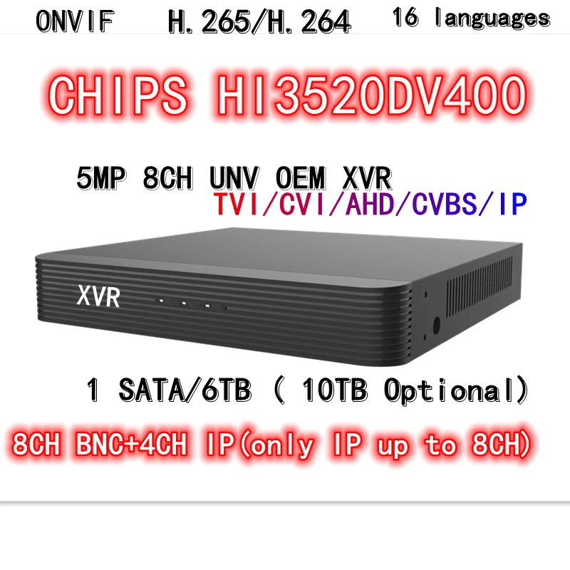 

UNV OEM 5MP-N XVR DVR NVR Hybrid 5 in 1 Support 8Ch XVI/AHD/TVI/CVI/CVBS 4CH IP Camera recorder Onvif Coxial Guard Viewer