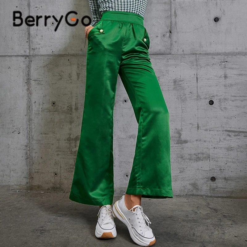 Осенне-зимние прямые атласные шелковые брюки BerryGo, зеленые женские длинные брюки с эластичным поясом и широкими штанинами, Женские однотонн...
Осенне-зимние прямые атласные шелковые брюки BerryGo, зеленые женские длинные брюки с эластичным поясом и широкими штанинами, Женские однотонн...
