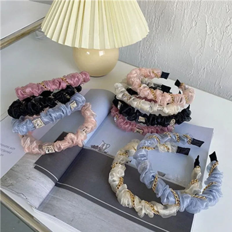 Solid Mesh Pleated Hairband Crystals Women Hair Ornament Gold Chain Winding Headbands Birthday Party Headdress Hair Hoop
Solid Mesh Pleated Hairband Crystals Women Hair Ornament Gold Chain Winding Headbands Birthday Party Headdress Hair Hoop