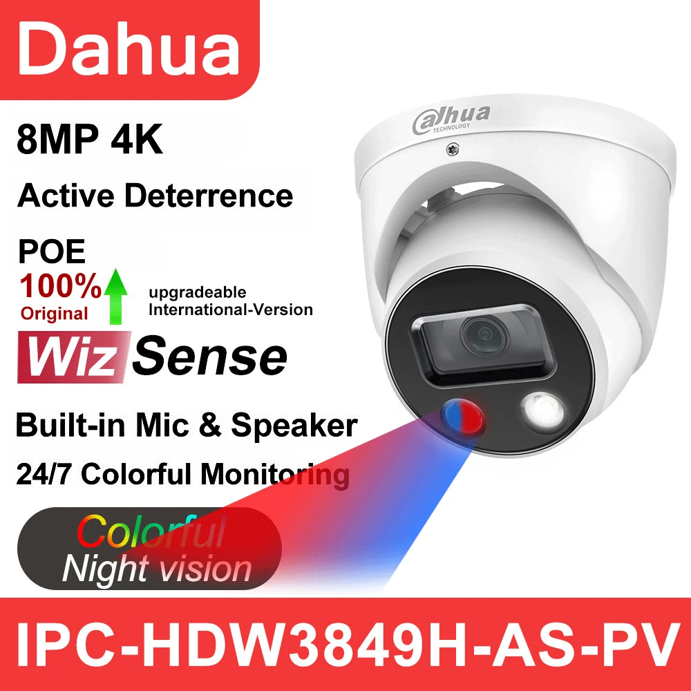 IP-камера Dahua 8 Мп 5 стандартное Цветовое оформление 4K HD PoE встроенный микрофон