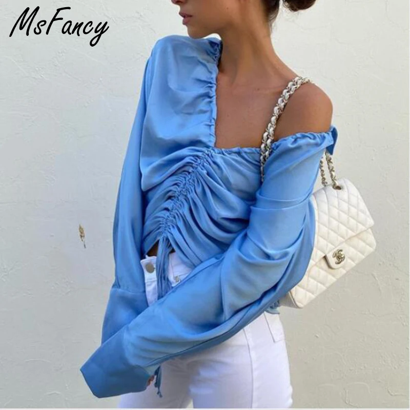 Msfancy Satin Blouse Women Long Sleeve V-neck Shirring Blusas Mujer2021 Korean Fashion Blue Loose Tops
Msfancy Satin Blouse Women Long Sleeve V-neck Shirring Blusas Mujer2021 Korean Fashion Blue Loose Tops