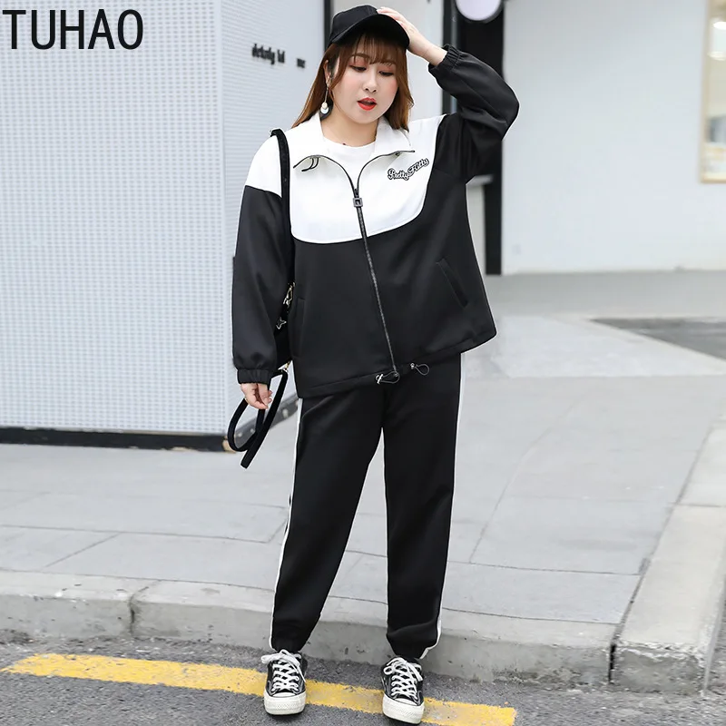 TUHAO Autumn Women's Set Plus Size 4XL 3XL Black and White Active Ladies Two-piece Suit Drawstring Ankle-Length suit LW164
TUHAO Autumn Women's Set Plus Size 4XL 3XL Black and White Active Ladies Two-piece Suit Drawstring Ankle-Length suit LW164