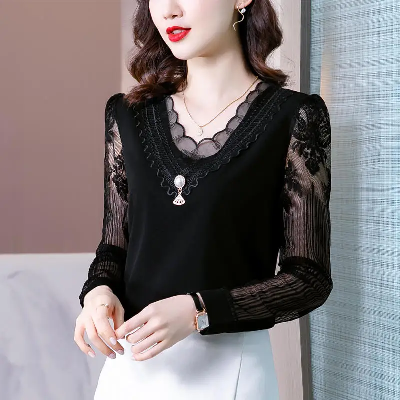 Spring Autumn Lace Blouse Women Elegant Casual Chiffon Long Sleeve Office Lady Tops Blusas Mujer Loose Shirt Blouses Femme Q4942
Spring Autumn Lace Blouse Women Elegant Casual Chiffon Long Sleeve Office Lady Tops Blusas Mujer Loose Shirt Blouses Femme Q4942
