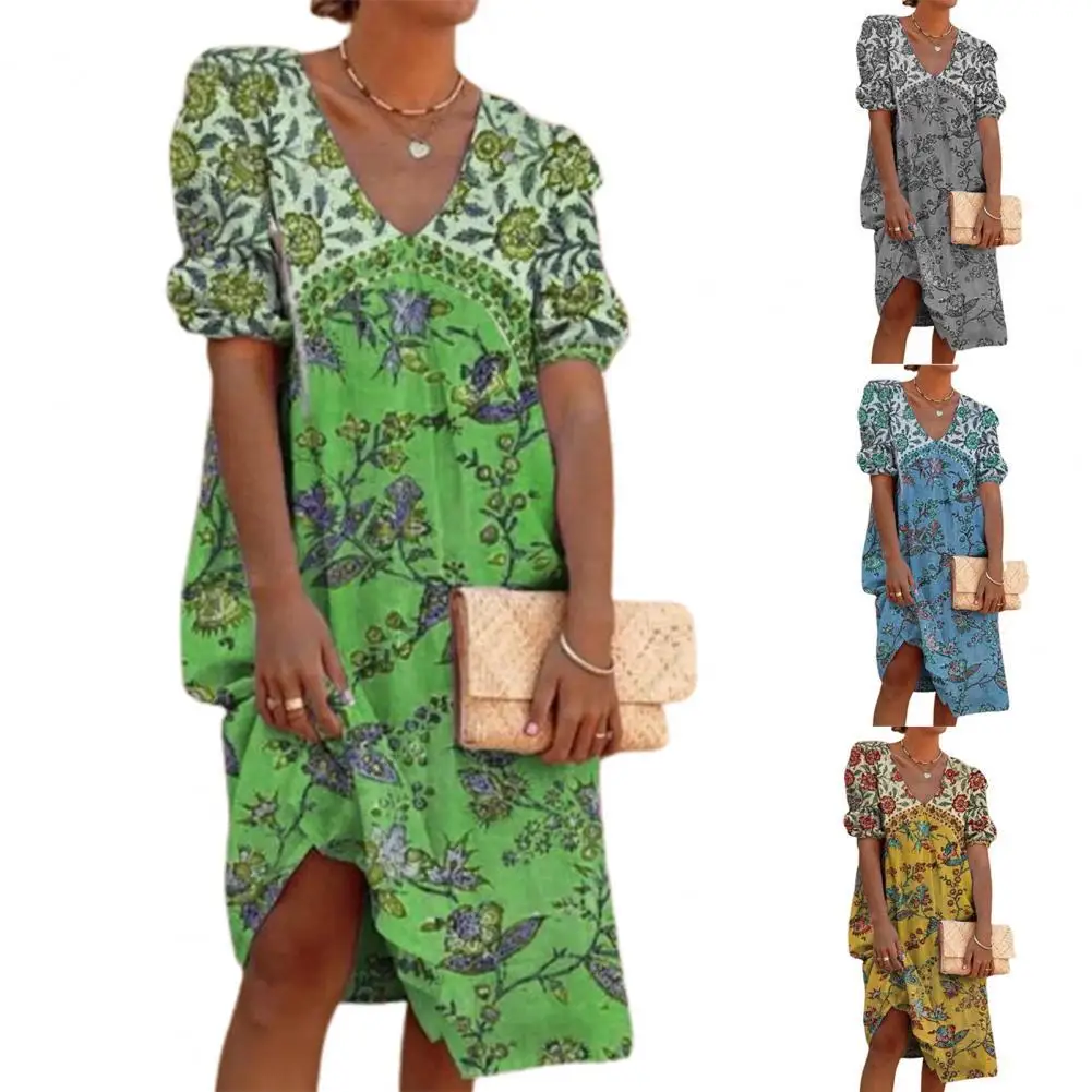 Womens Summer Fashion Dress V Neck Puff Sleeve Female Ladies Short Sleeve Loose Dress Vestidos Femela Beach Dress Sundress 2XL
Womens Summer Fashion Dress V Neck Puff Sleeve Female Ladies Short Sleeve Loose Dress Vestidos Femela Beach Dress Sundress 2XL