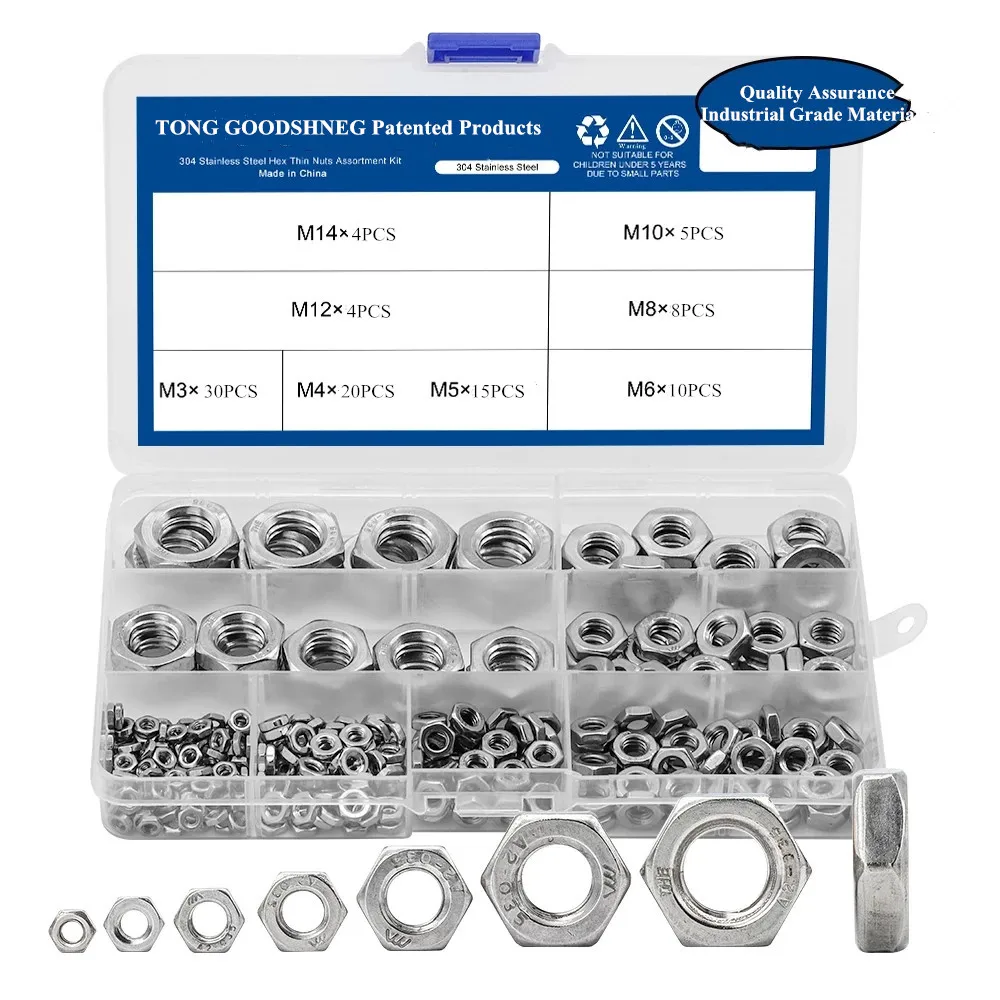 304 Stainless Steel Metric Hex Hexagon Thin Nuts Assortment Kit M3 M4 M5 M6 M8 M10 M12 DIN439 Hex Thin Nuts Set Home Hardware
304 Stainless Steel Metric Hex Hexagon Thin Nuts Assortment Kit M3 M4 M5 M6 M8 M10 M12 DIN439 Hex Thin Nuts Set Home Hardware