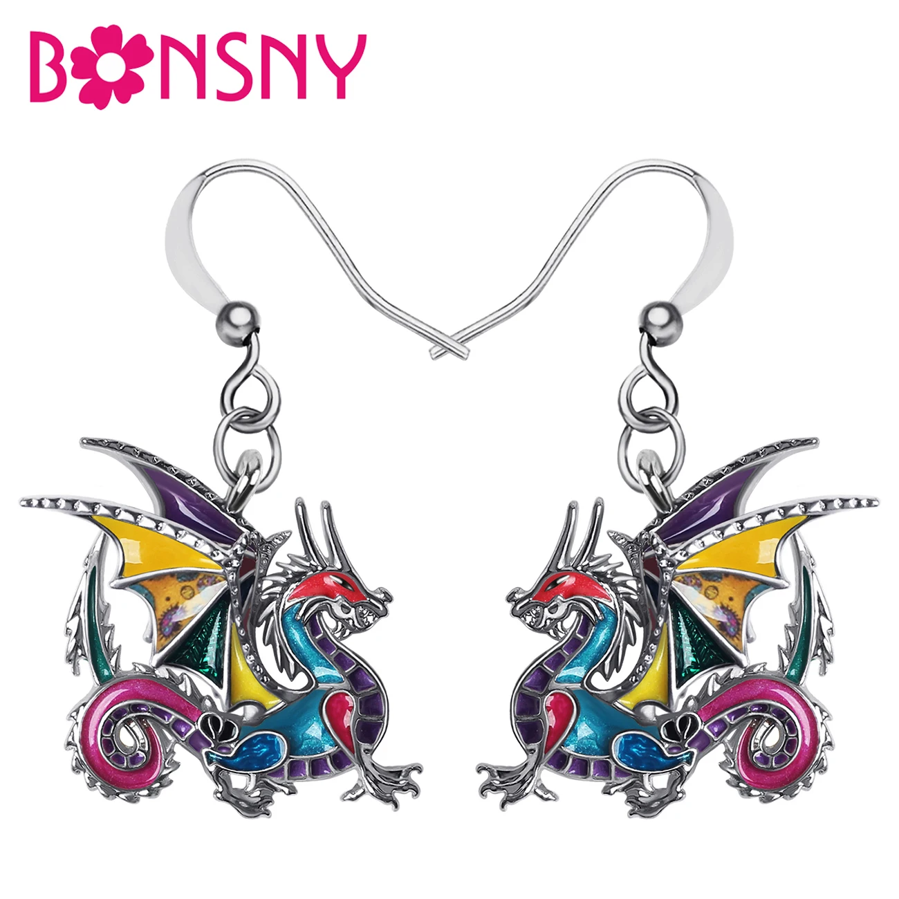 BONSNY эмалированный сплав цветочный кудрявый хвост искусственный дракон модные