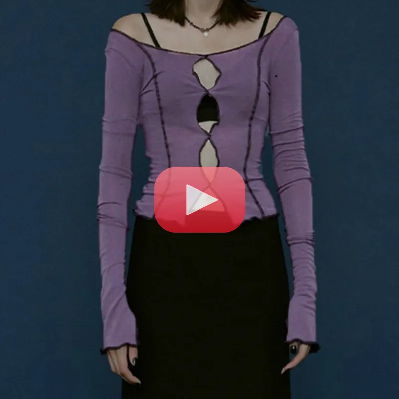 Sexy Solid Hollow Out Top Long Sleeve O-neck T-shirt Woman Casual Autumn Spring Top Harajuku Y2k Aesthetic Woman Tshirts
Sexy Solid Hollow Out Top Long Sleeve O-neck T-shirt Woman Casual Autumn Spring Top Harajuku Y2k Aesthetic Woman Tshirts