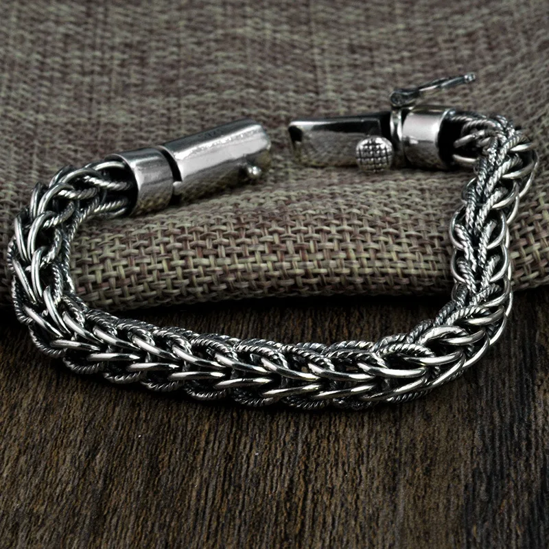 Genuine 100% Real Pure 925 Sterling Silver colour Men bracelets Hemp Rope Vintage Handmade Thai Silver colour Men jewelries
Genuine 100% Real Pure 925 Sterling Silver colour Men bracelets Hemp Rope Vintage Handmade Thai Silver colour Men jewelries
