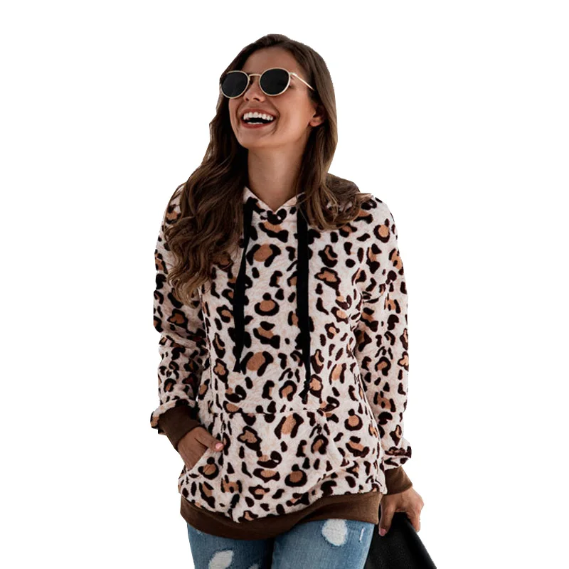 2020 Autumn/Winter Hot Leopard Pocket Patchwork Hoodie Sweatshirt Women Casual Long Sleeves Drawstring Pullover Plush Coat
2020 Autumn/Winter Hot Leopard Pocket Patchwork Hoodie Sweatshirt Women Casual Long Sleeves Drawstring Pullover Plush Coat