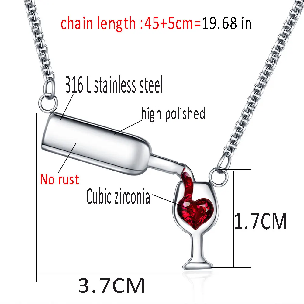Hot Unique Design Women's Fashion Stainless Steel Wine Glass Necklace & Pendant Cubic Zirconia Necklace Wine Necklace
Hot Unique Design Women's Fashion Stainless Steel Wine Glass Necklace & Pendant Cubic Zirconia Necklace Wine Necklace