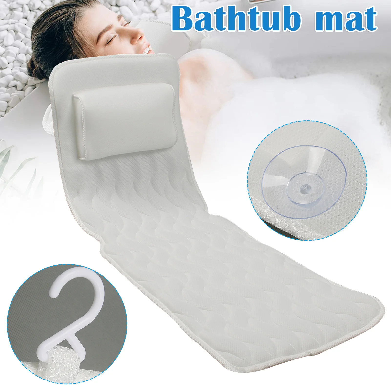 Full Body Bath Pillow Non-Slip Luxurious 3D Air Mesh Mat for Tub Neck and Back Support with 10 Non-Slip Suction Cups TP-
Full Body Bath Pillow Non-Slip Luxurious 3D Air Mesh Mat for Tub Neck and Back Support with 10 Non-Slip Suction Cups TP-
