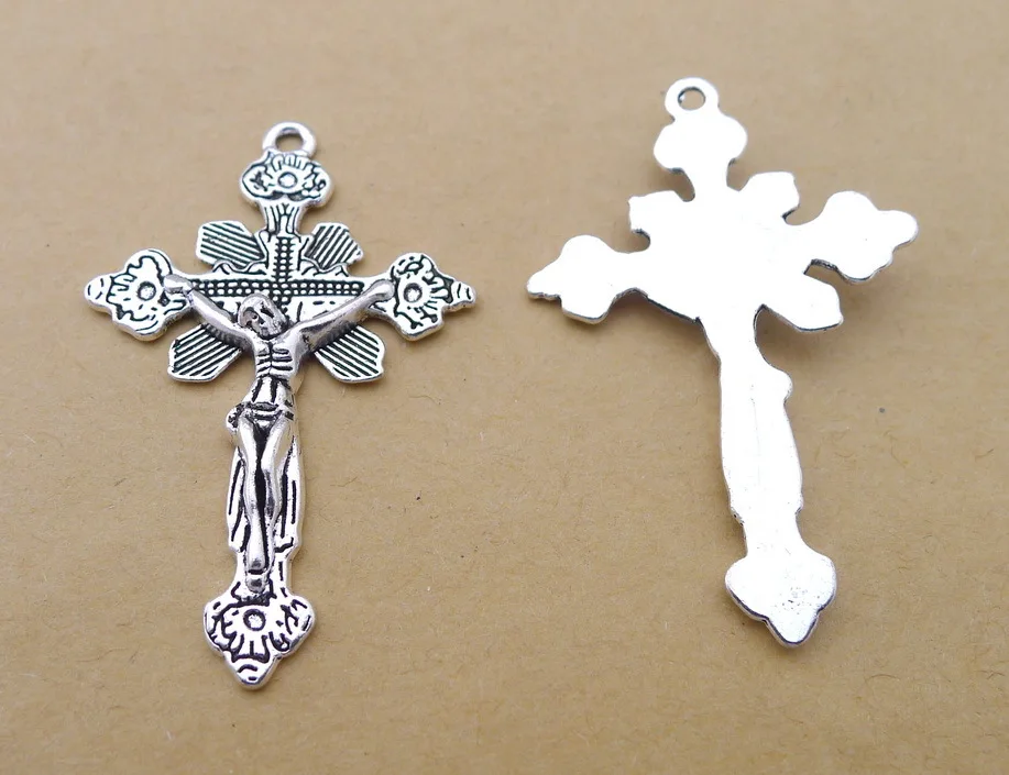 Charm for making jewelry 5pcs 30x48mm antique silver color cross charms 
Charm for making jewelry 5pcs 30x48mm antique silver color cross charms