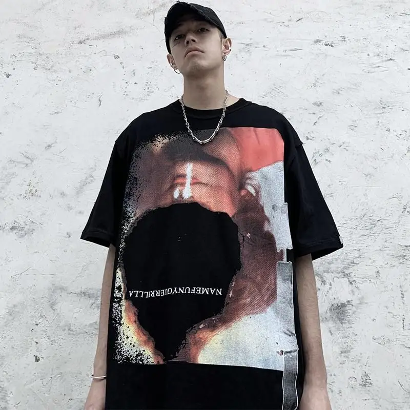 Hip-hop T-shirt Men European-American Streetwear Loose Printed Short-sleeved Male Harajuku Style Trend O-neck Aesthetic Clothing
Hip-hop T-shirt Men European-American Streetwear Loose Printed Short-sleeved Male Harajuku Style Trend O-neck Aesthetic Clothing
