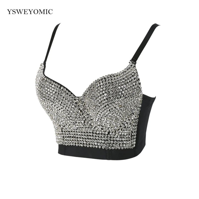 

Shiny Rhinestone Crop Top Women Shining Backless Bustier Sexy Festival Top Party Nightclub Dance Stage Vest cropped Corset