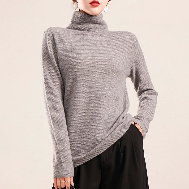 Женский кашемировый свитер с высоким воротом, свободный трикотажный пуловер из 2021 кашемира, Осень-Зима 100%
Женский кашемировый свитер с высоким воротом, свободный трикотажный пуловер из 2021 кашемира, Осень-Зима 100%