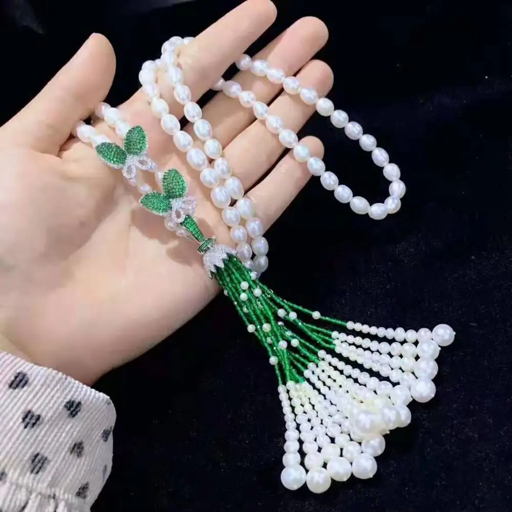 Hot sell 75-80cm 6-7mm white rice freshwater pearl butterfly micro inlay zircon necklace sweater chain
Hot sell 75-80cm 6-7mm white rice freshwater pearl butterfly micro inlay zircon necklace sweater chain