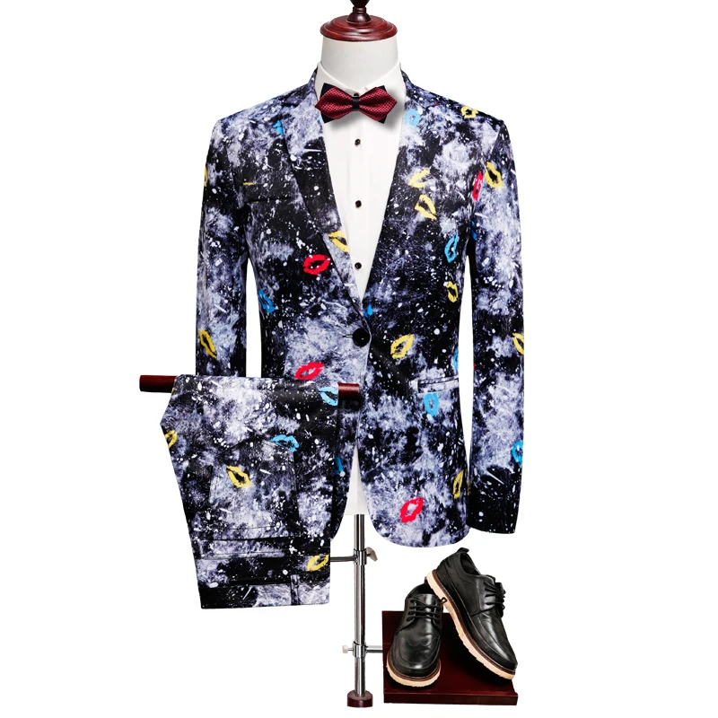 British Style Designs Lip Print Casual Terno Masculino Dress Suits 2pc Men Suit Fashion Slim Fit Coat Pant Blazer Set Clothing
British Style Designs Lip Print Casual Terno Masculino Dress Suits 2pc Men Suit Fashion Slim Fit Coat Pant Blazer Set Clothing