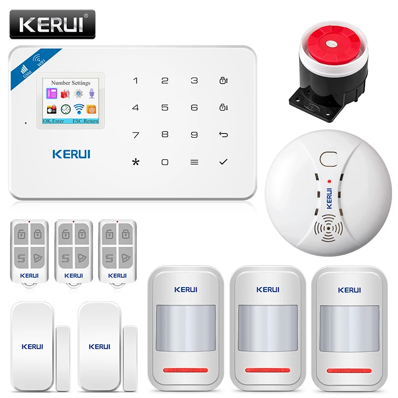 

KERUI W18 Wifi GSM IOS/Android APP Control Alarm System LCD GSM SMS Wireless Home Security Motion Detection Burglar Alarm Kit