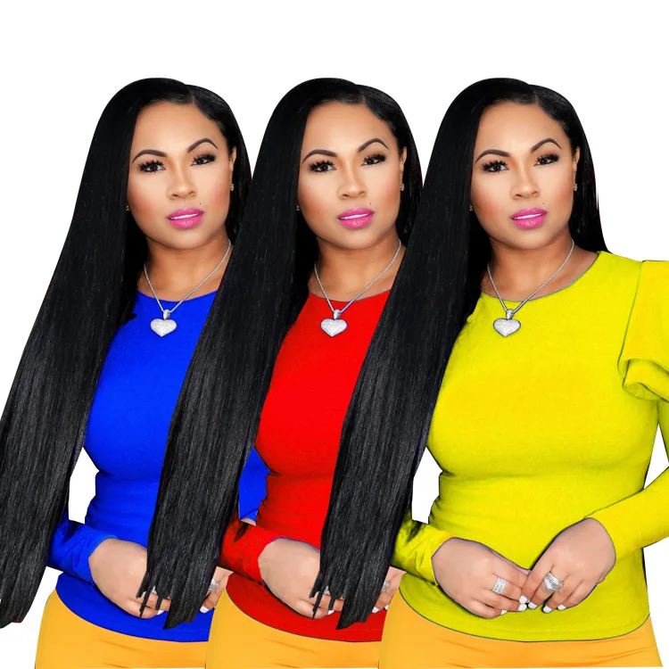 2020 Candy Color O Neck Full T-shirt Wholesale Hot Sale Classic Streetwear Women Ruffles Side Tees Femme Top 3 Color
2020 Candy Color O Neck Full T-shirt Wholesale Hot Sale Classic Streetwear Women Ruffles Side Tees Femme Top 3 Color