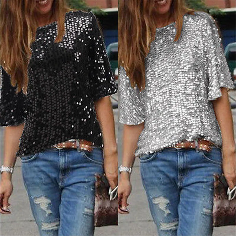 Ladies Off-shoulder Sexy Slim Loose Shirt Top Glistening Sequin T-shirt Tshirts Tees Boutique
Ladies Off-shoulder Sexy Slim Loose Shirt Top Glistening Sequin T-shirt Tshirts Tees Boutique