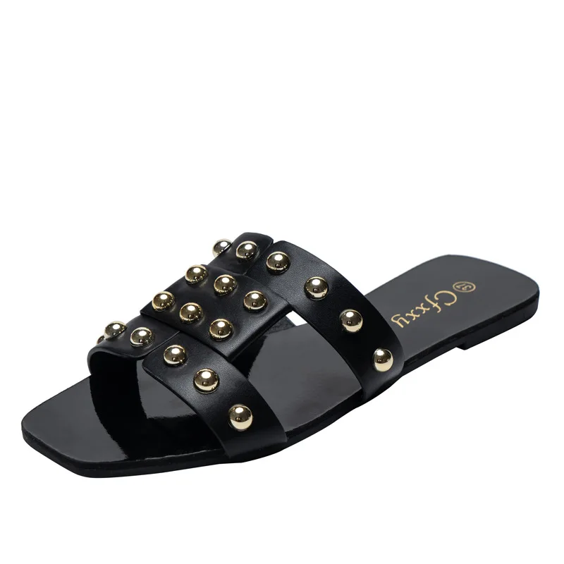 Women Summer New Rivet Slippers Ladies Flat Casual Slides Open Toe Outside Metal Decoration Fashion Flat Shoes Female Footwear
Women Summer New Rivet Slippers Ladies Flat Casual Slides Open Toe Outside Metal Decoration Fashion Flat Shoes Female Footwear