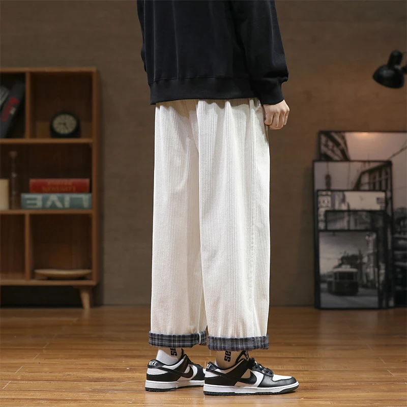 Autumn Staight Wide Leg Corduroy Pants Men Simple Black White Elastic Waist Loose Casual Pants Streetwear Daliy Trousers Male
Autumn Staight Wide Leg Corduroy Pants Men Simple Black White Elastic Waist Loose Casual Pants Streetwear Daliy Trousers Male