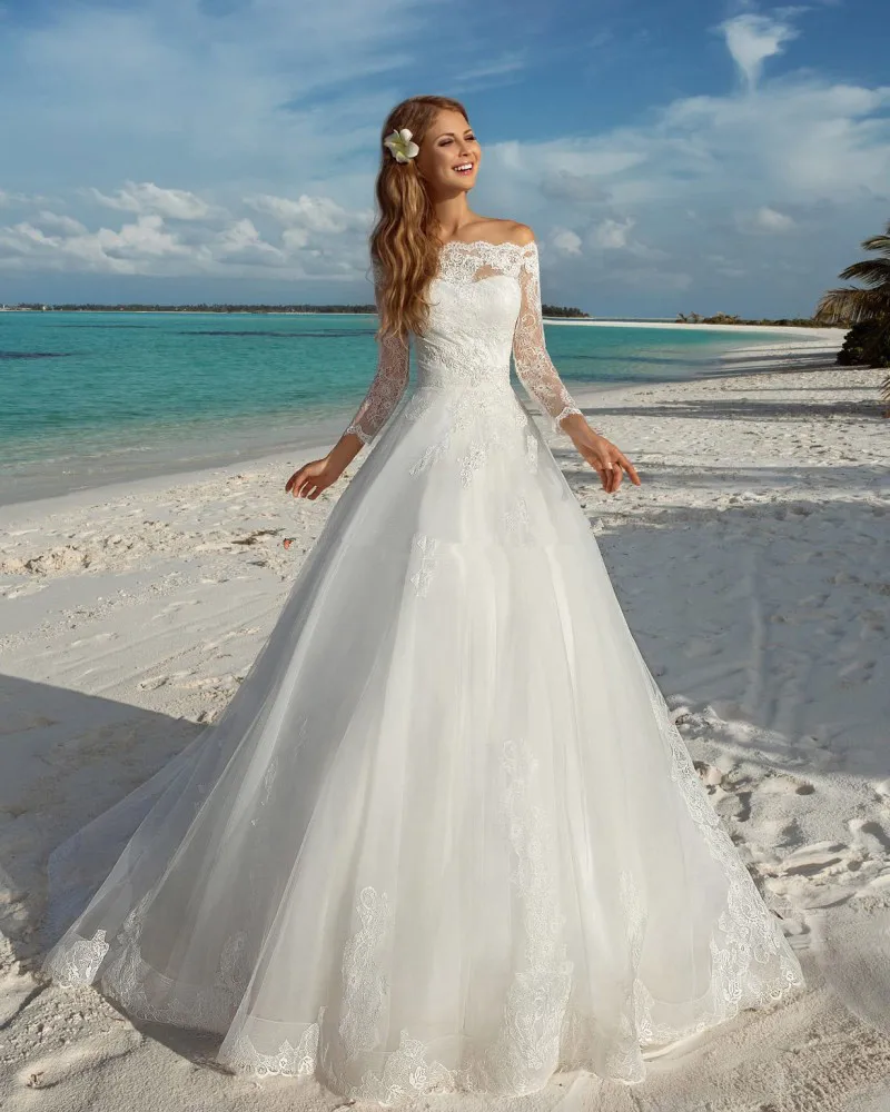2016 Beach Long Sleeve Wedding Dresses With Sheer Back Off the Shoulder Princess Wedding Dress gelinlik
2016 Beach Long Sleeve Wedding Dresses With Sheer Back Off the Shoulder Princess Wedding Dress gelinlik