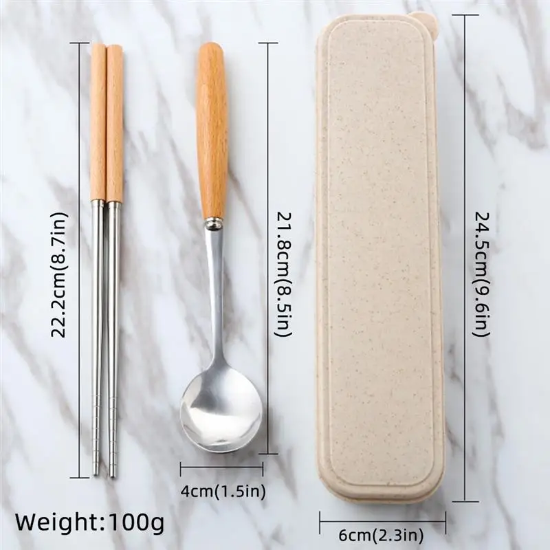 Japanese-Style Wooden Chopsticks Spoon Three-Piece Portable Travel Tableware (Stainless Steel/Wood Three-Piece) Set Tableware 
Japanese-Style Wooden Chopsticks Spoon Three-Piece Portable Travel Tableware (Stainless Steel/Wood Three-Piece) Set Tableware