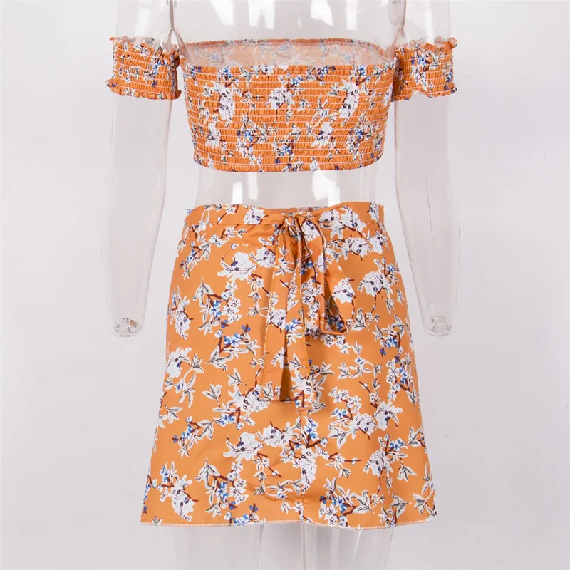 Summer Sexy Women's Sets Off Shoulder Floral Print Chiffon Two Pieces Beach Set Off Shoulder Crop Tops and Skirt Casual Suits
Summer Sexy Women's Sets Off Shoulder Floral Print Chiffon Two Pieces Beach Set Off Shoulder Crop Tops and Skirt Casual Suits