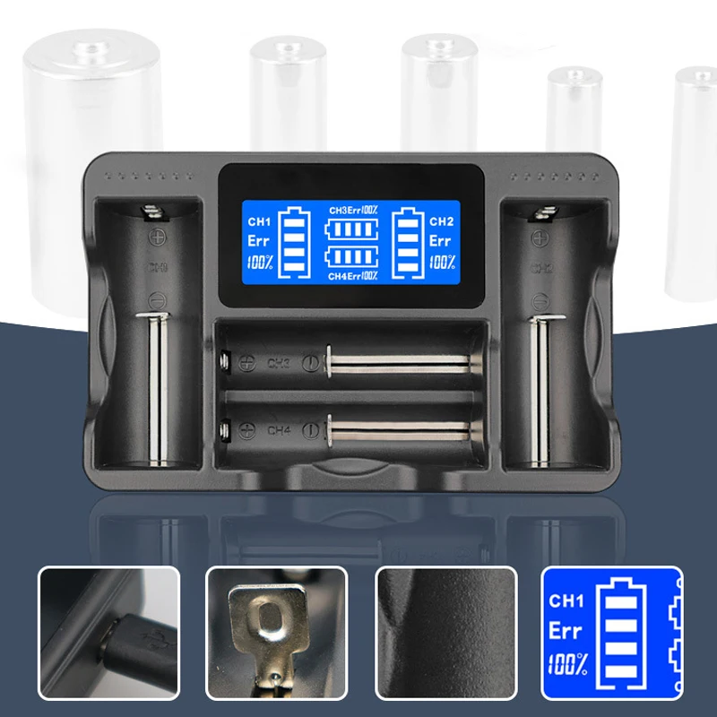LCD Battery Smart Charger, USB Charging 18650 3.7V 18350 18500 21700 20700B 10440 26650 1.2V AA AAA NiMH Battery
LCD Battery Smart Charger, USB Charging 18650 3.7V 18350 18500 21700 20700B 10440 26650 1.2V AA AAA NiMH Battery