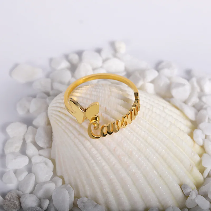 HUHUI Customized Name Ring With Butterfly Personality Open Adjustable Stainless Steel Ring Woman Couple Jewelry Anniversary Gift
HUHUI Customized Name Ring With Butterfly Personality Open Adjustable Stainless Steel Ring Woman Couple Jewelry Anniversary Gift