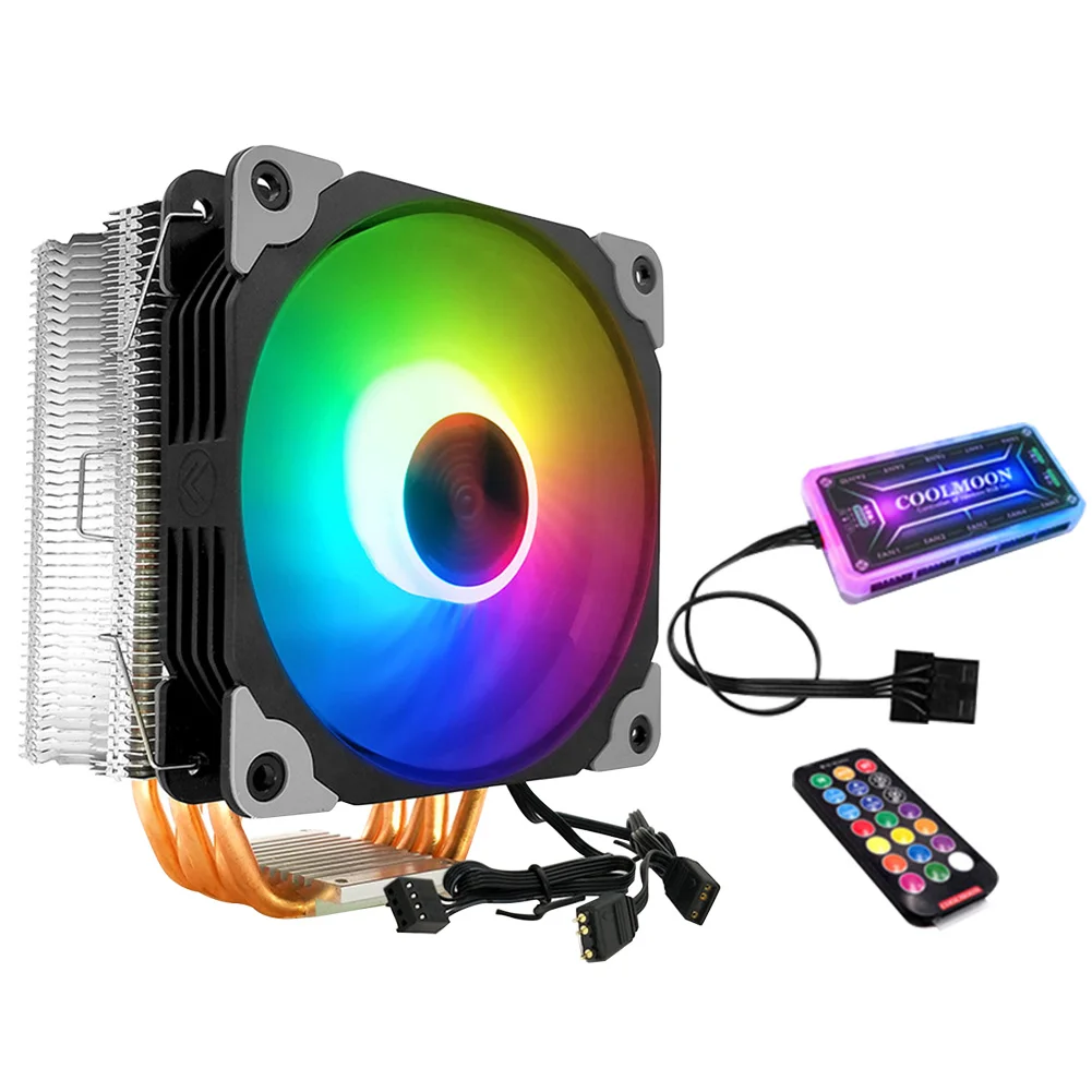 120mm RGB Fan Cooling Aluminum Office Home Hydraulic Bearing Colorful Light Radiator CPU Cooler 4 Copper Heatpipes Heatsink
120mm RGB Fan Cooling Aluminum Office Home Hydraulic Bearing Colorful Light Radiator CPU Cooler 4 Copper Heatpipes Heatsink