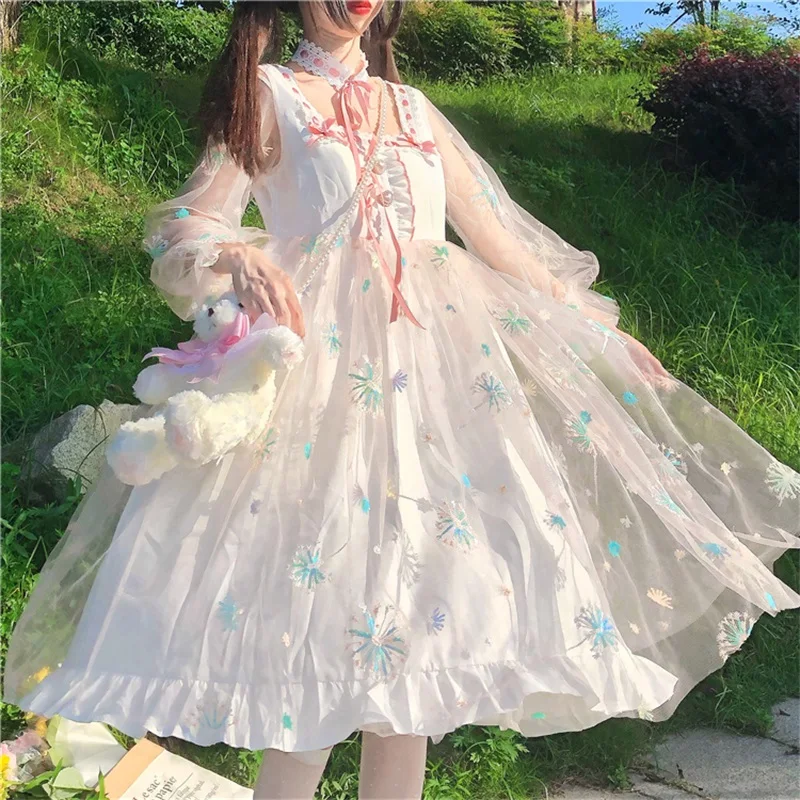 Japanese Kawaii Fairy Gauze White Women Dress Spring Summer Cute Hollow Out Bow Embroidery Lolita Style One Piece Party Dresses
Japanese Kawaii Fairy Gauze White Women Dress Spring Summer Cute Hollow Out Bow Embroidery Lolita Style One Piece Party Dresses