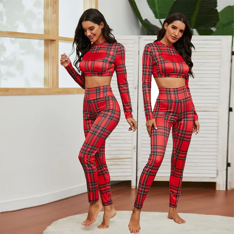 Cutubly 2 Pieces Sets Christmas Plaid Print Women's Set Tight Pants And T Shirt Crop Top Suits Women Sexy Winter Clothes Trouser
Cutubly 2 Pieces Sets Christmas Plaid Print Women's Set Tight Pants And T Shirt Crop Top Suits Women Sexy Winter Clothes Trouser
