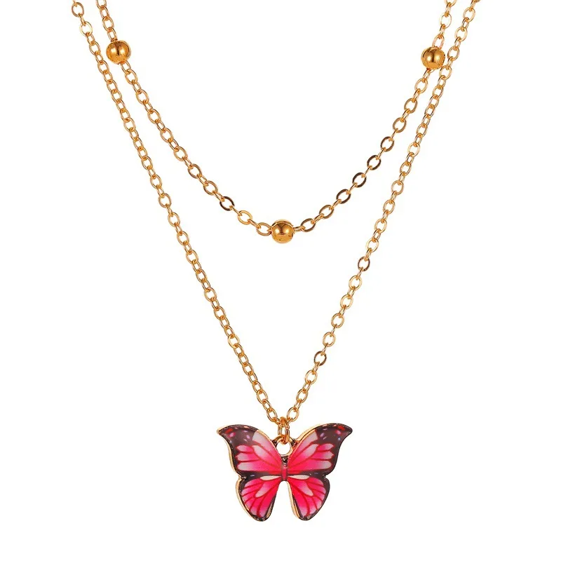QW Cross-border sale of retro double bead butterfly necklace dream color butterfly chain ins fashion jewelry
QW Cross-border sale of retro double bead butterfly necklace dream color butterfly chain ins fashion jewelry