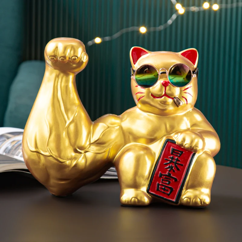 Creative Ceramic Lucky Cat Vigorous Muscle Giant Arm Lucky Cat Crafts Golden Animal Decoration Parlor Shop Window Ornaments Gift
Creative Ceramic Lucky Cat Vigorous Muscle Giant Arm Lucky Cat Crafts Golden Animal Decoration Parlor Shop Window Ornaments Gift