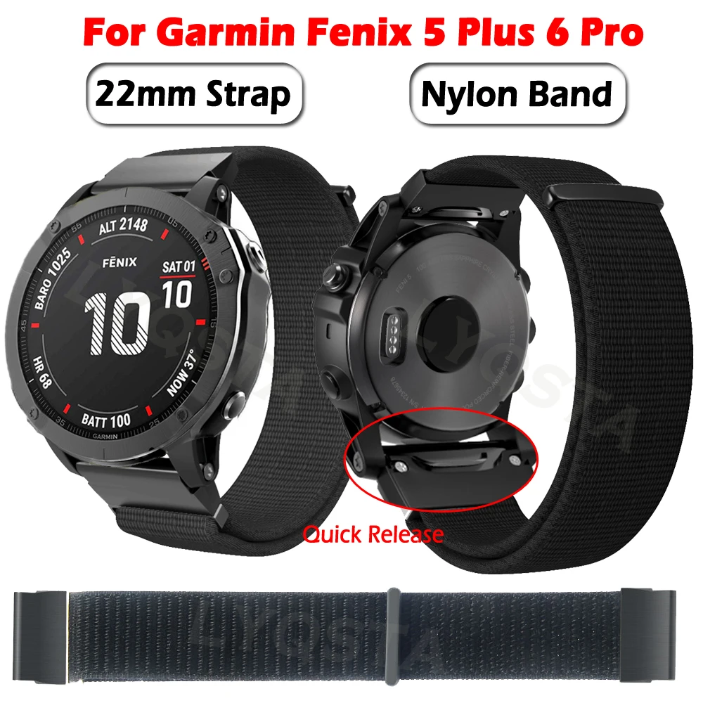 

22mm Braided Nylon Loop Watch Band For Garmin Fenix 5 Plus 6 Pro Forerunner 935 945 Approach S60 S62 Quick Fit Strap Watchband