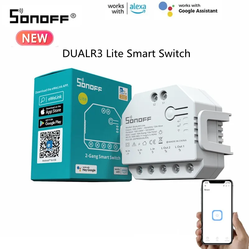 SONOFF DUALR3 Dual R3 Lite Smart Wifi Curtain Switch For Electric Motorized Roller Shutter Control Works With Alexa Google Home
SONOFF DUALR3 Dual R3 Lite Smart Wifi Curtain Switch For Electric Motorized Roller Shutter Control Works With Alexa Google Home