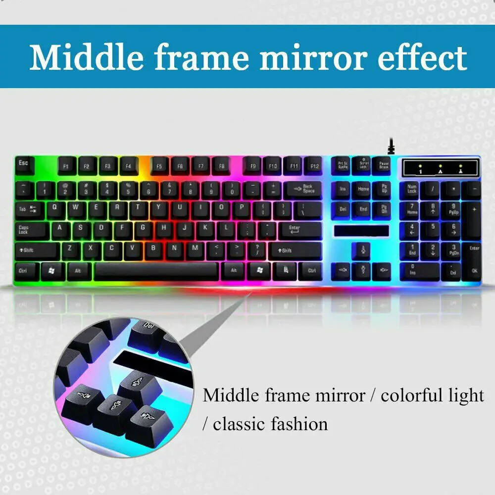 RGB LED Backlit Wired Keyboard and Mouse Set Mechanical Feeling 104 Keycaps Gamer Keyboard For Computer Desktop Laptop PC Gamer
RGB LED Backlit Wired Keyboard and Mouse Set Mechanical Feeling 104 Keycaps Gamer Keyboard For Computer Desktop Laptop PC Gamer