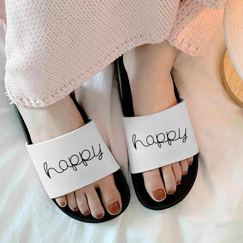Happy Letter Simple New Slippers Summer Beach Fashion Open Toe Outdoor Indoor Home Non-slip Slides 2021
Happy Letter Simple New Slippers Summer Beach Fashion Open Toe Outdoor Indoor Home Non-slip Slides 2021