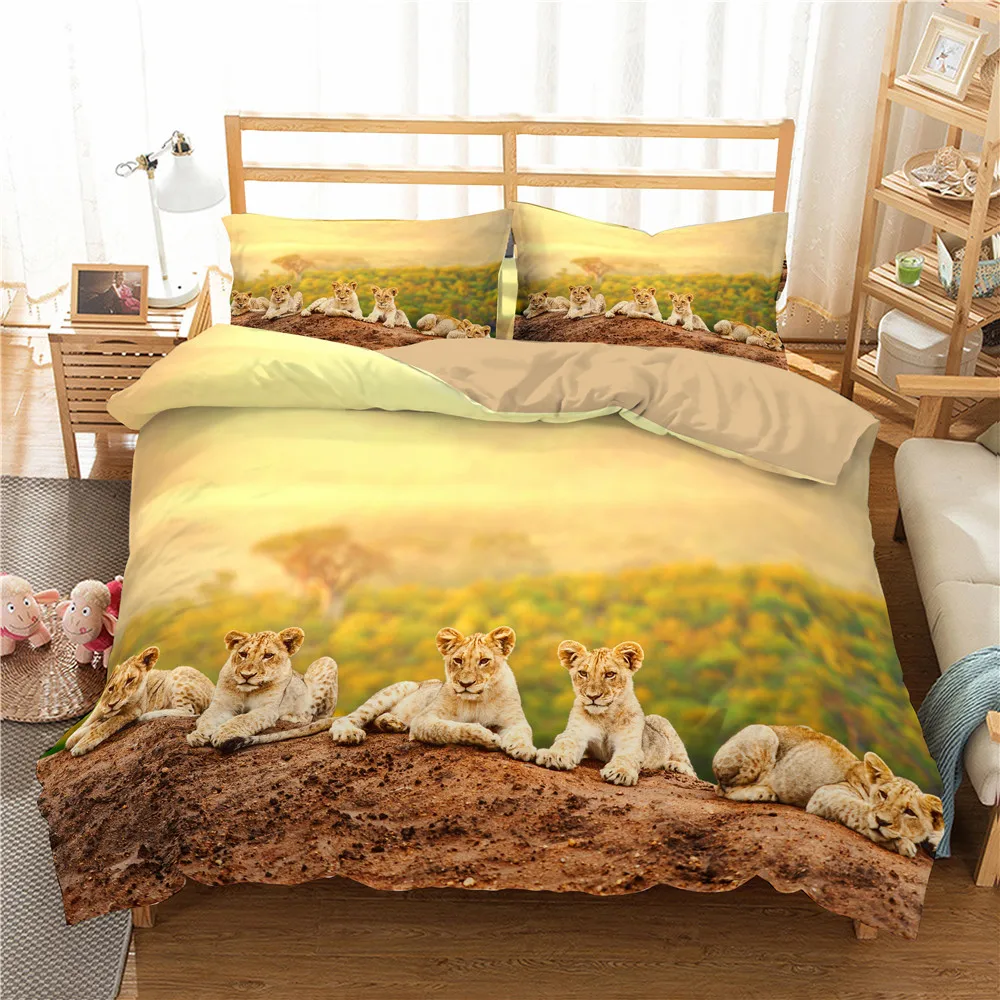 Home Decor Bedding Set Lion Quilt Cover Sets 3D Animal Comforter Pillow Cases King Queen Single Twin Size
Home Decor Bedding Set Lion Quilt Cover Sets 3D Animal Comforter Pillow Cases King Queen Single Twin Size