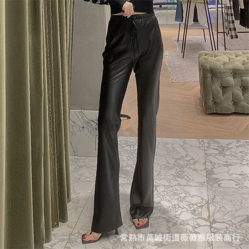 

2021 New Autumn Casual Ladies Flare Pants Solid Color High Quality Women Bottoms Loose Fashion Elegant Female Trousers T643