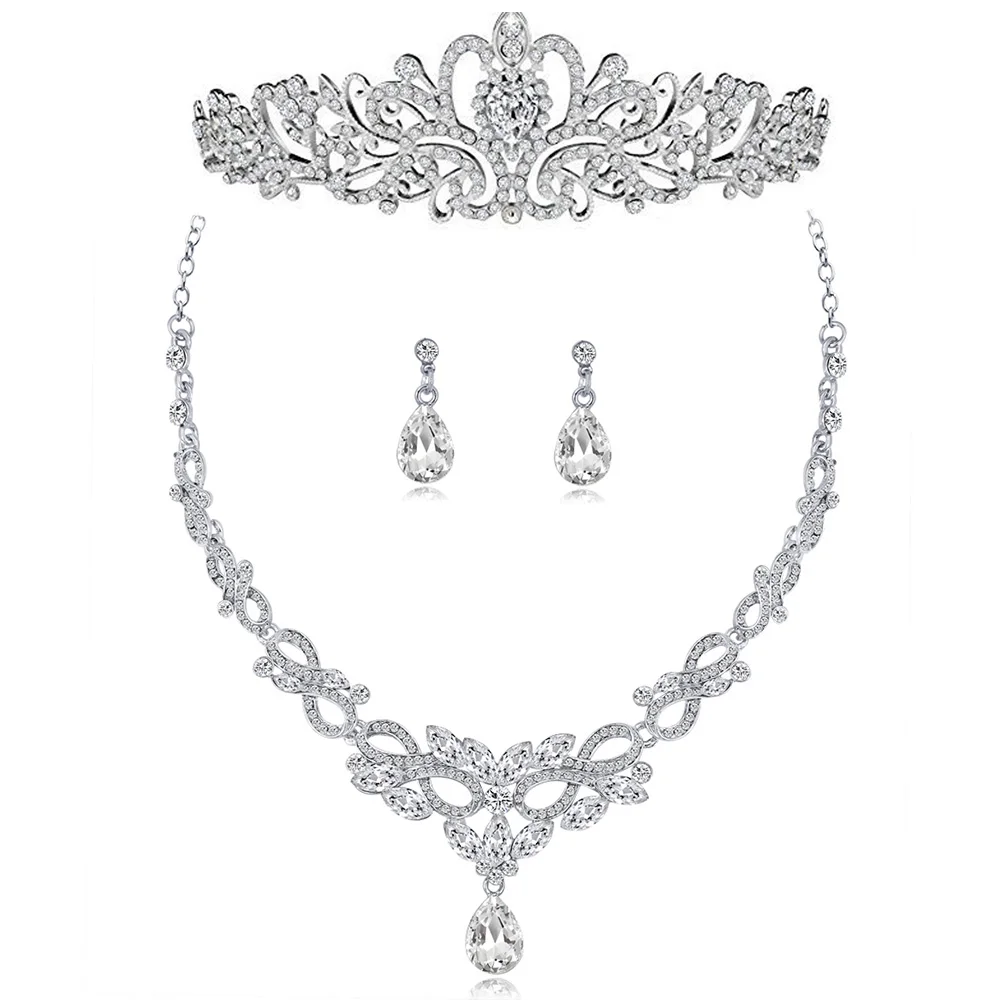 FARLENA Silver Plated Water Drop Necklace Earrings for Women Wedding Accessory Fashion Clear Crystal Bridal Jewelry sets
FARLENA Silver Plated Water Drop Necklace Earrings for Women Wedding Accessory Fashion Clear Crystal Bridal Jewelry sets