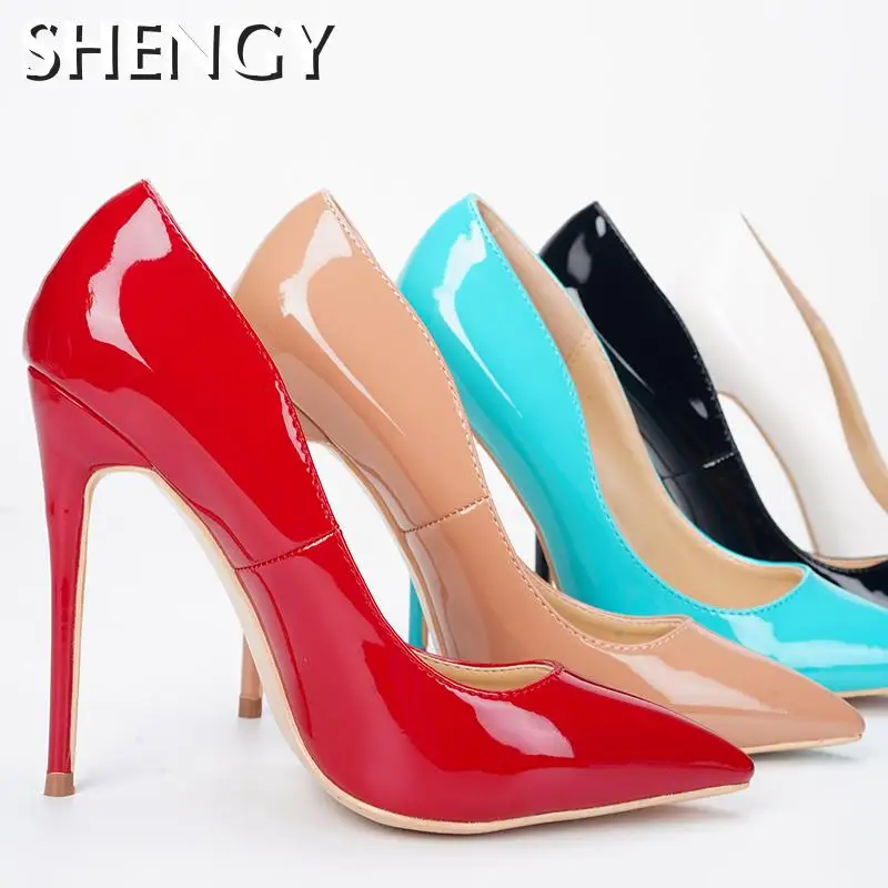 Туфли женские кожаные, с острым носком, 12 см 
Туфли женские кожаные, с острым носком, 12 см