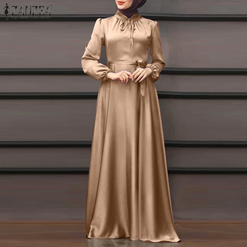 ZANZEA Elegant Spring Long Sleeve Solid Maxi Long Satin Dress Women Sundress Dubai Abaya Hijab Muslim Dress Robe Lace Up Vestido
ZANZEA Elegant Spring Long Sleeve Solid Maxi Long Satin Dress Women Sundress Dubai Abaya Hijab Muslim Dress Robe Lace Up Vestido