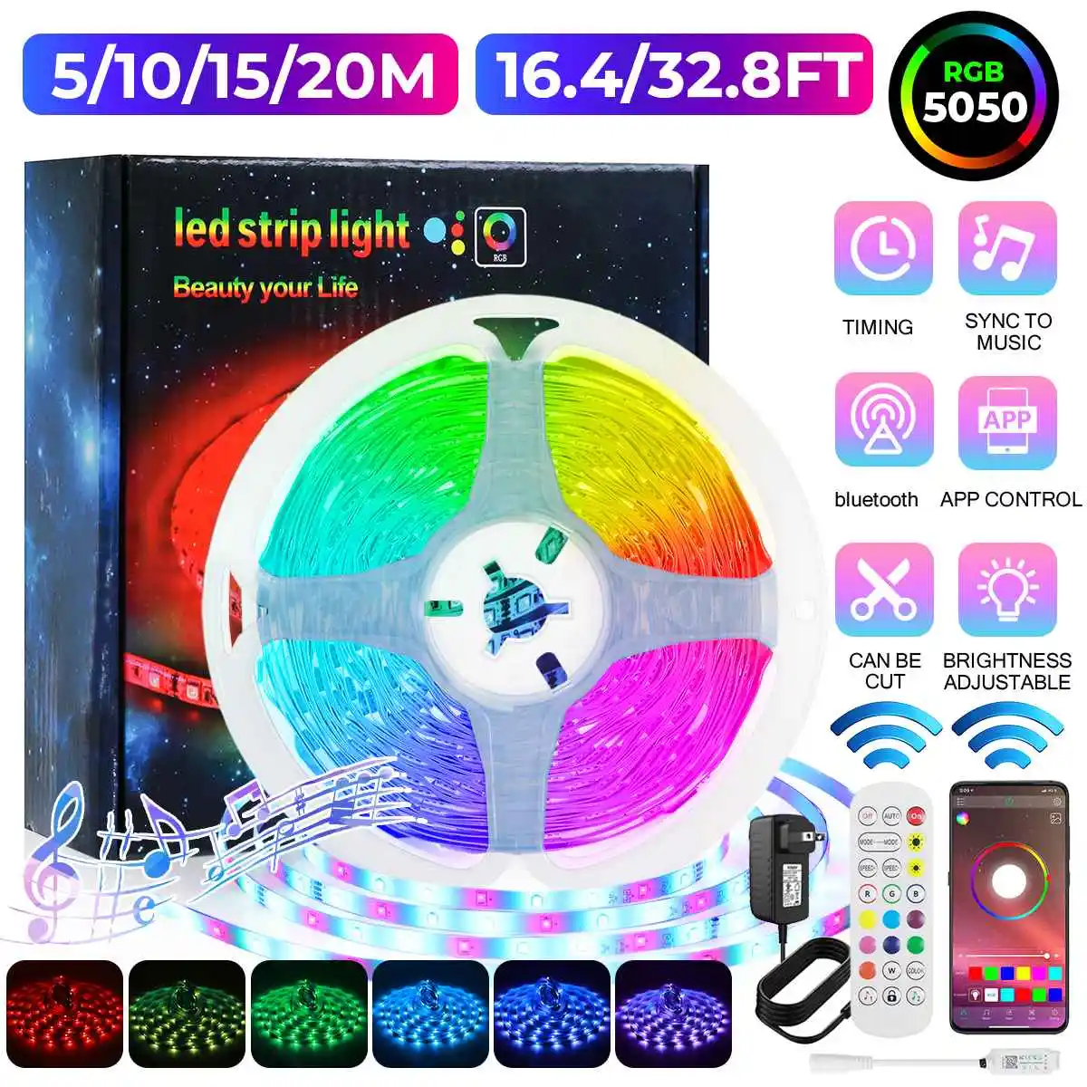 5050 Светодиодные ленты светильник 10 м 3A 5 м 2A bluetooth RGB SMD гибкая светодиодная лента световой светильник RGB ленты диод DC 12V музыкальное приложени...
5050 Светодиодные ленты светильник 10 м 3A 5 м 2A bluetooth RGB SMD гибкая светодиодная лента световой светильник RGB ленты диод DC 12V музыкальное приложени...