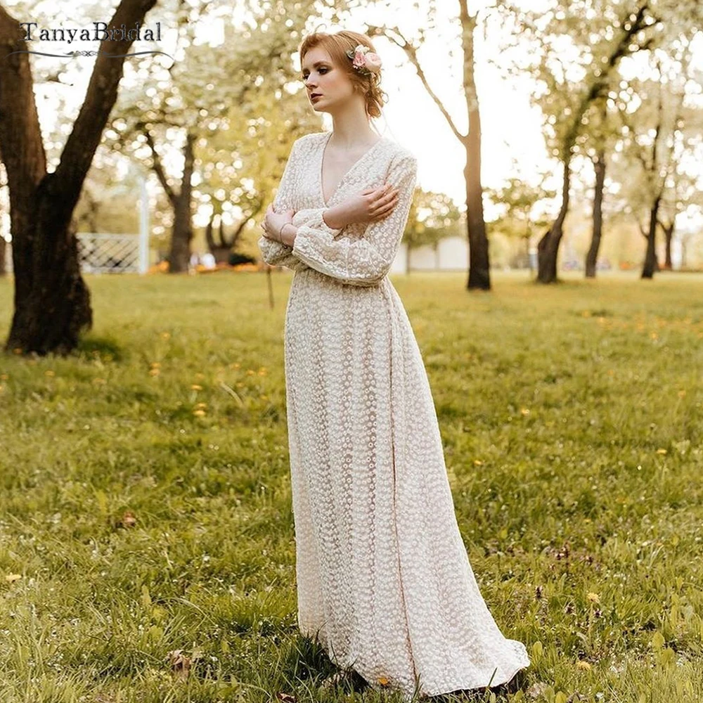 Long Sleeve Lace Wedding Dresses Vintage Little flowers Emboridery Bridal Gowns V-Neck A Line Vestido de Noivas DW394
Long Sleeve Lace Wedding Dresses Vintage Little flowers Emboridery Bridal Gowns V-Neck A Line Vestido de Noivas DW394
