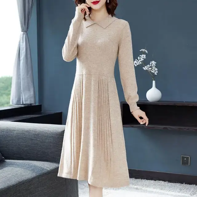 Women 2021 Spring Autumn Knit A Line Pleated Dress Female Elegant Long Sleeve Pullover Sweater Dresses Casual Party Vestido A669
Women 2021 Spring Autumn Knit A Line Pleated Dress Female Elegant Long Sleeve Pullover Sweater Dresses Casual Party Vestido A669