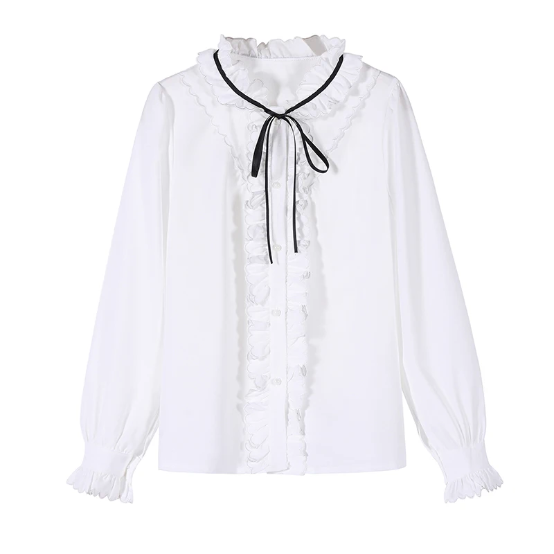 Lucyever Elegant Bow Ruffles Collar Blouses Women 2021 New Butterfly Sleeve White Shirts Office Lady Pearl Button Bottoming Tops
Lucyever Elegant Bow Ruffles Collar Blouses Women 2021 New Butterfly Sleeve White Shirts Office Lady Pearl Button Bottoming Tops